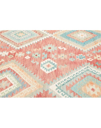 Tappeto Kilim Afghanistan bianco rosso 204x299