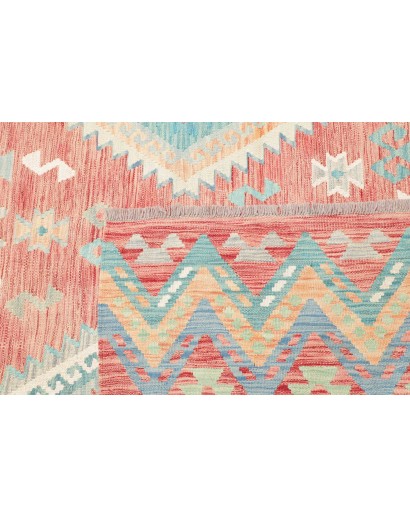 Tappeto Kilim Afghanistan bianco rosso 204x299