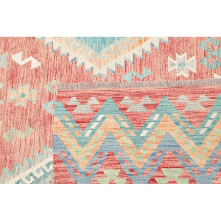 Tappeto Kilim Afghanistan bianco rosso 204x299