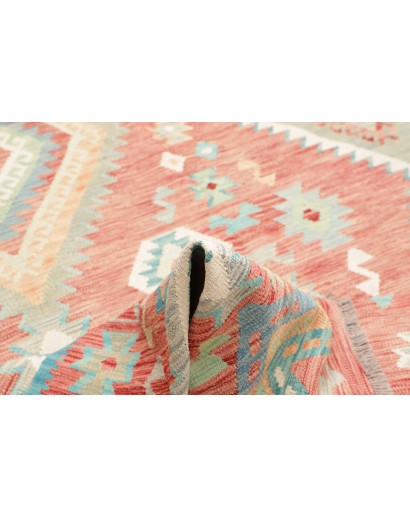 Tappeto Kilim Afghanistan bianco rosso 204x299