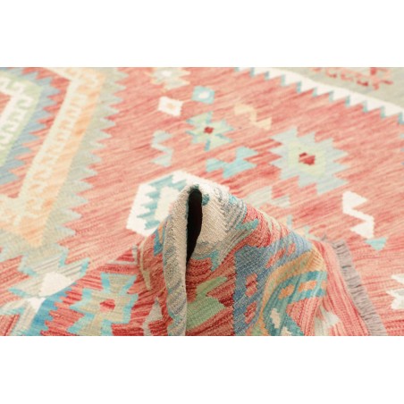 Tappeto Kilim Afghanistan bianco rosso 204x299