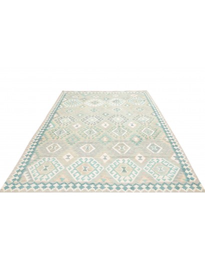 Tappeto Kilim Afghanistan bianco azzurro 201x298