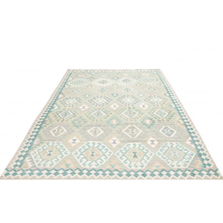 Tappeto Kilim Afghanistan bianco azzurro 201x298