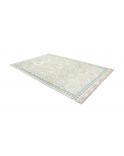 Tappeto Kilim Afghanistan bianco azzurro 201x298