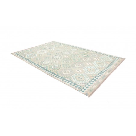 Tappeto Kilim Afghanistan bianco azzurro 201x298