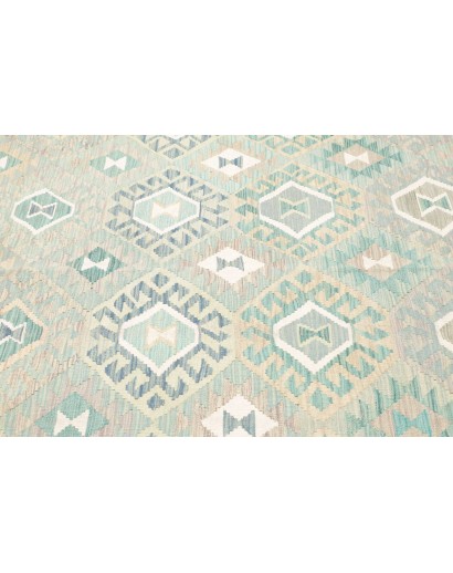 Tappeto Kilim Afghanistan bianco azzurro 201x298