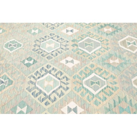Tappeto Kilim Afghanistan bianco azzurro 201x298