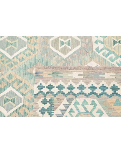 Tappeto Kilim Afghanistan bianco azzurro 201x298