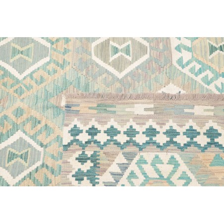Tappeto Kilim Afghanistan bianco azzurro 201x298