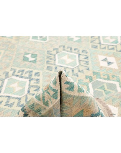 Tappeto Kilim Afghanistan bianco azzurro 201x298