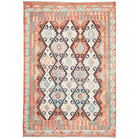Tappeto Kilim Afghanistan bianco verde 203x292
