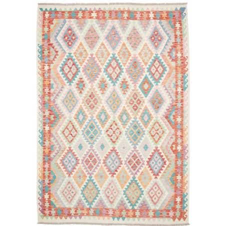 Tappeto Kilim Afghanistan bianco arancione 211x301