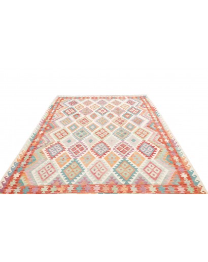 Tappeto Kilim Afghanistan bianco arancione 211x301
