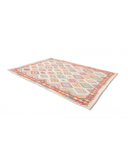 Tappeto Kilim Afghanistan bianco arancione 211x301