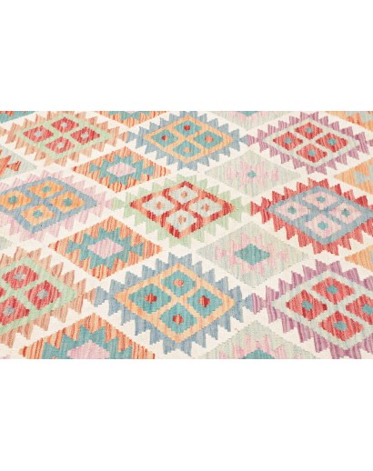 Tappeto Kilim Afghanistan bianco arancione 211x301