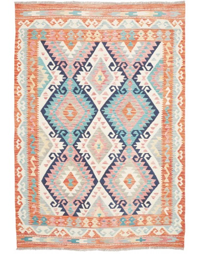 Tappeto Kilim Afghanistan bianco azzurro 180x256