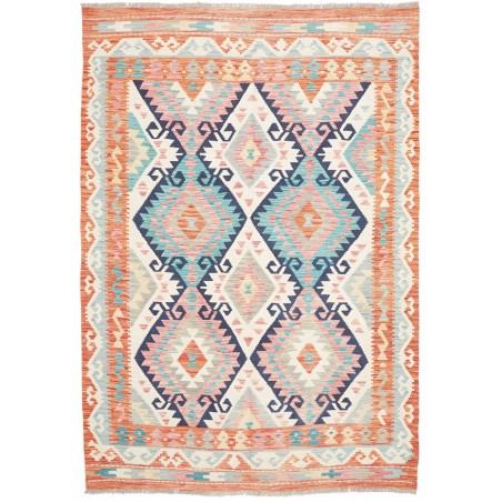 Tappeto Kilim Afghanistan bianco azzurro 180x256