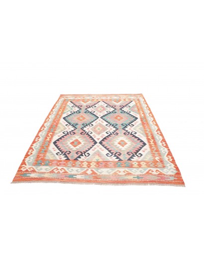 Tappeto Kilim Afghanistan bianco azzurro 180x256