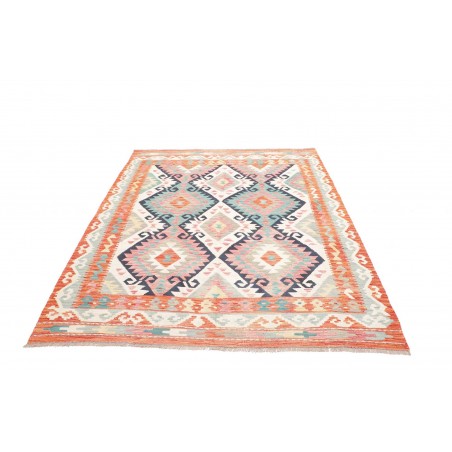 Tappeto Kilim Afghanistan bianco azzurro 180x256
