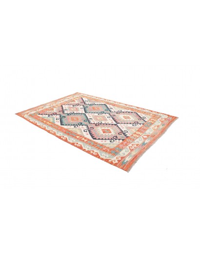 Tappeto Kilim Afghanistan bianco azzurro 180x256