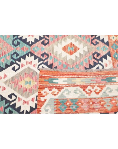 Tappeto Kilim Afghanistan bianco azzurro 180x256