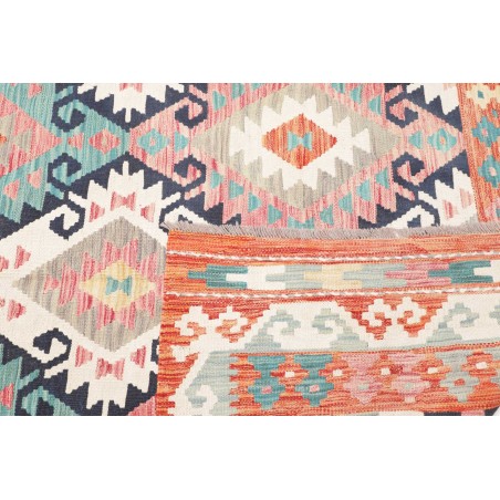 Tappeto Kilim Afghanistan bianco azzurro 180x256