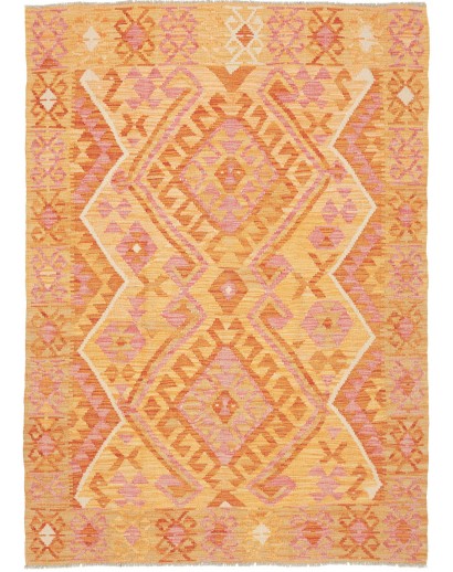 Tappeto Kilim Afghanistan arancione giallo 126x181