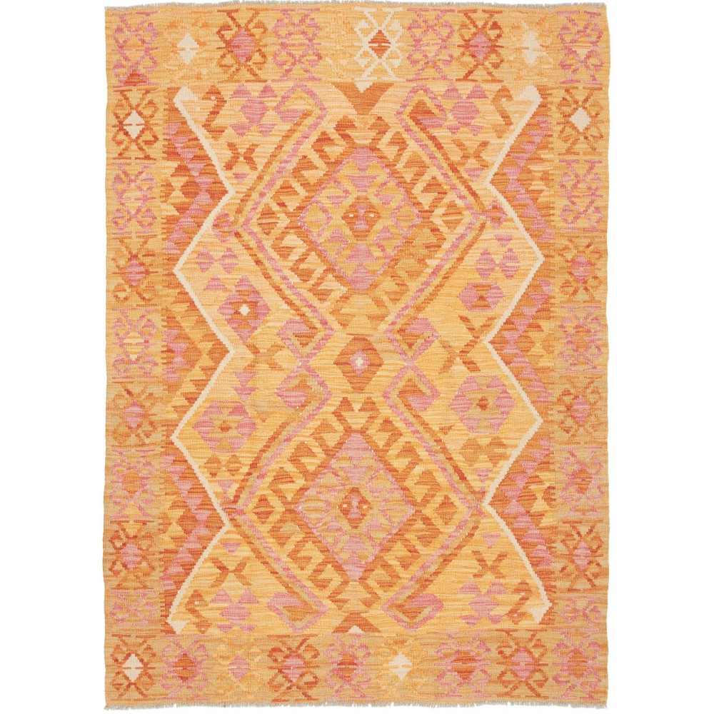 Tappeto Kilim Afghanistan arancione giallo 126x181