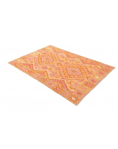 Tappeto Kilim Afghanistan arancione giallo 126x181