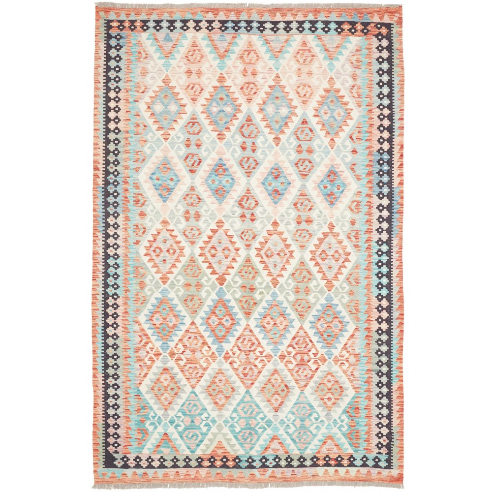 Tappeto Kilim Afghanistan bianco arancione 173x262