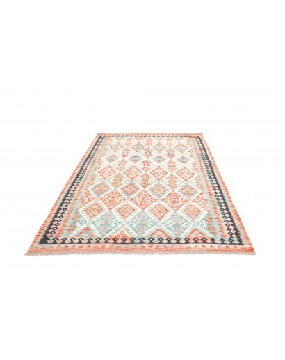 Tappeto Kilim Afghanistan bianco arancione 173x262