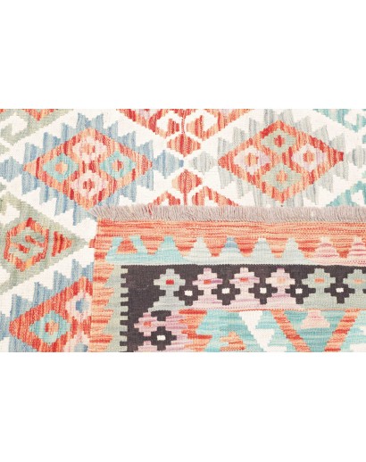 Tappeto Kilim Afghanistan bianco arancione 173x262
