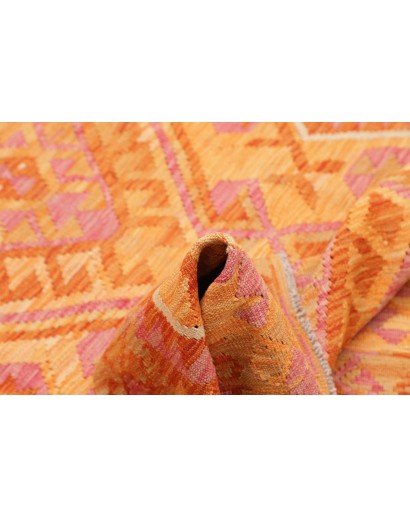 Tappeto Kilim Afghanistan arancione giallo 126x181