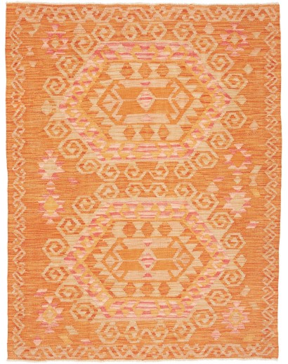 Tappeto Kilim Afghanistan arancione marrone 131x175