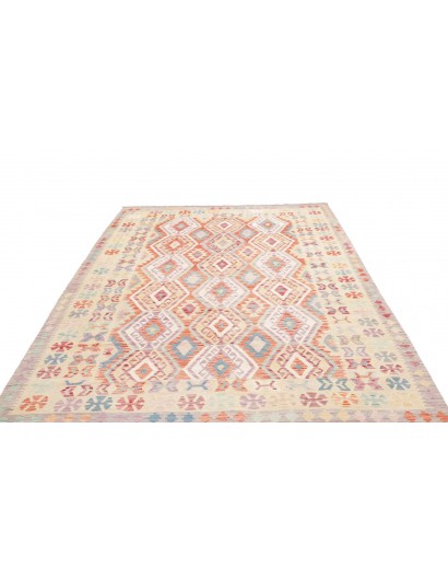 Tappeto Kilim Afghanistan bianco rosso 204x300