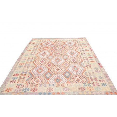 Tappeto Kilim Afghanistan bianco rosso 204x300