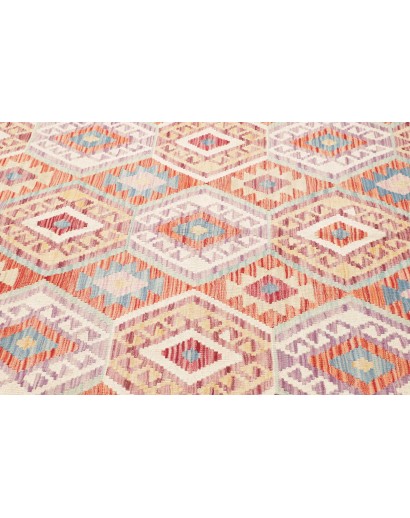Tappeto Kilim Afghanistan bianco rosso 204x300