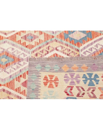 Tappeto Kilim Afghanistan bianco rosso 204x300