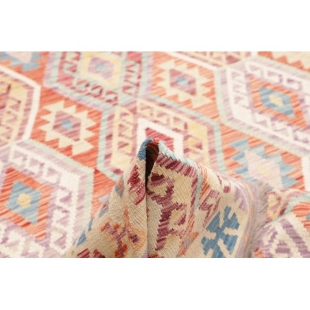 Tappeto Kilim Afghanistan bianco rosso 204x300
