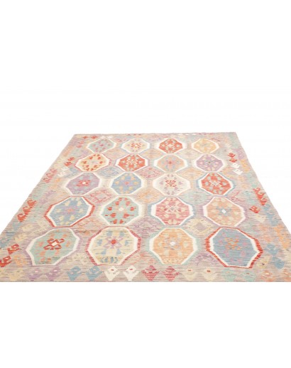 Tappeto Kilim Afghanistan bianco arancione 202x298
