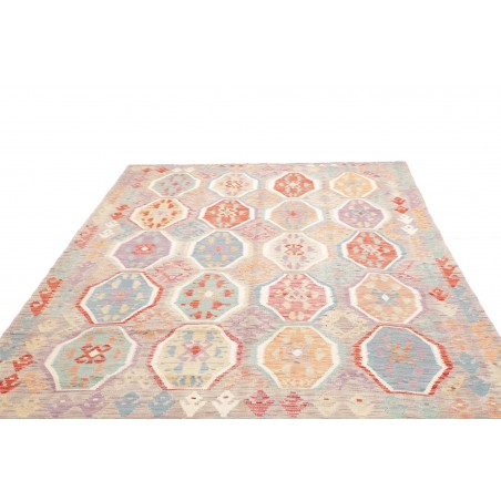 Tappeto Kilim Afghanistan bianco arancione 202x298