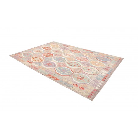 Tappeto Kilim Afghanistan bianco arancione 202x298