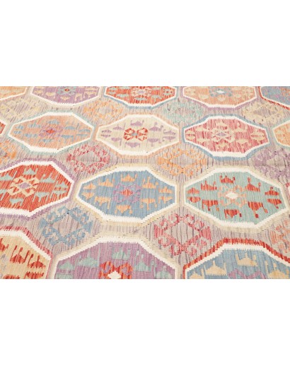 Tappeto Kilim Afghanistan bianco arancione 202x298