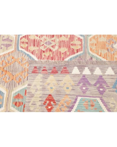 Tappeto Kilim Afghanistan bianco arancione 202x298