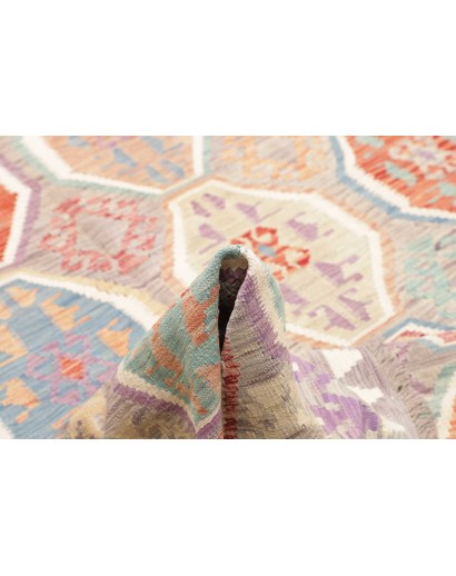 Tappeto Kilim Afghanistan bianco arancione 202x298