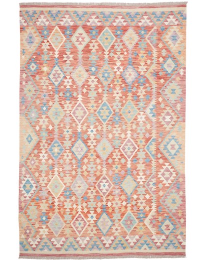 Tappeto Kilim Afghanistan beige rosso 200x302