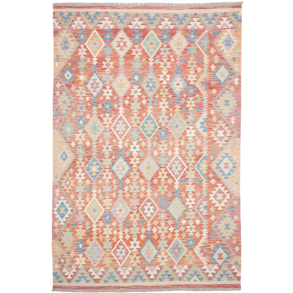 Tappeto Kilim Afghanistan beige rosso 200x302