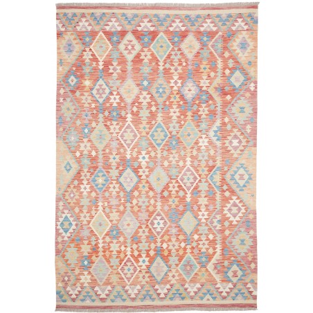 Tappeto Kilim Afghanistan beige rosso 200x302