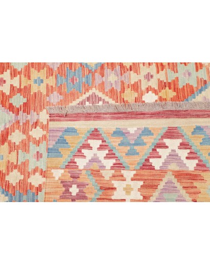 Tappeto Kilim Afghanistan beige rosso 200x302