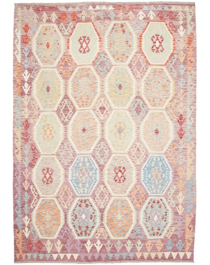 Tappeto Kilim Afghanistan bianco marrone 210x296